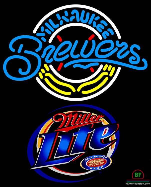 Miller Lite Milwaukee Brewers Neon Sign Mlb Teams Neon Light Diy Neon Signs Custom Neon Signs Usa