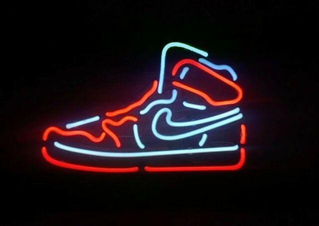 neon nike shoe sign
